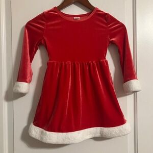 Holiday Time girls'‎ red velour Santa dress with white faux fur trim Sz XS (4-5)